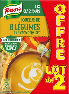 Knorr Les Classiques Soupe Liquide Douceur de 8 Légumes à la Crème Fraîche Lot 2x1L Knorr,  Les Classiques 2000 ml, code 8710908960796