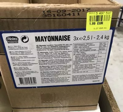 Mayonnaise Heinz, Heinz Food Service 3 * 2,5 l (2,4 kg), code 8715700534640