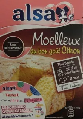 Moelleux au bon goût Citron Alsa, Unilever 435 g (Préparation 415 g + décor 20 g), code 8722700108856