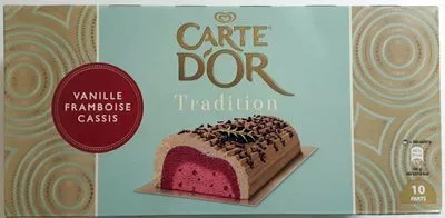 Carte D'or Tradition Glace Buche Tradition Vanille Framboise Cassis 10 parts Carte D'or, Unilever 1 l (565 g), code 8722700174264