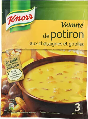 Knorr Velouté Déshydraté Potiron Châtaignes Girolles Sachet 3 Portions Knorr, Unilever 66 g, code 8722700779353