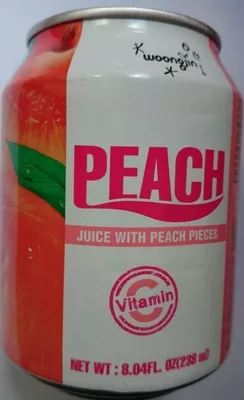Woongjin, peach juice with peach pieces, peach Woongjin 238ml, code 8801382144731