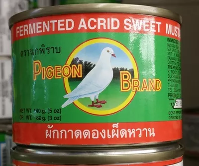 Fermented acrid sweet mustard Pigeon Brand 140 g (80 g égoutté), code 8850035031003