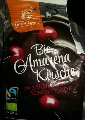 Bio Amarena Kirsche in Zartbitter Schokolade Landgarten 50g, code 9004998002047