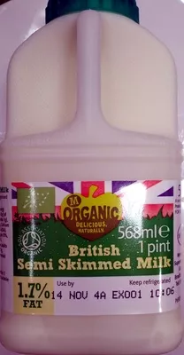British Semi Skimmed Milk Morrisons, Morrisons Organic 1 pint, 568 ml, code 9070275168560