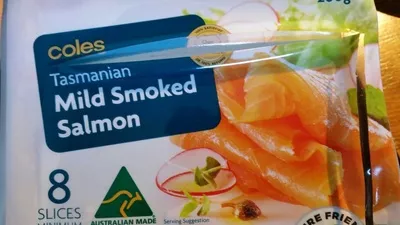 Tasmanian Mild Smoked Salmon Coles 200 g, code 9300601765843