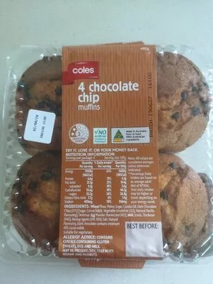 4 chocolate chip muffins Coles , code 9310645107196