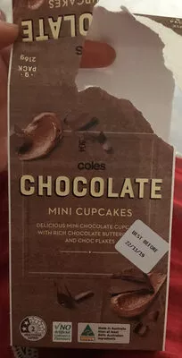 Chocolate mini cupcakes Coles 216g, code 9310645260112