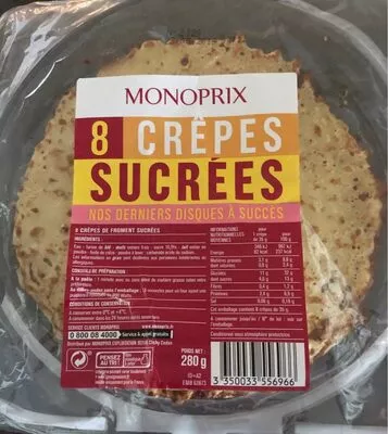 Crepes sucrees monoprix Monoprix 280 g, code 9350433556966
