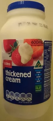 Coles Thickened Cream  Coles 600ml, code 93601023