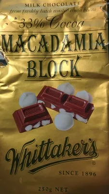 33% Cocoa Macadamia Block Whittaker's 250 g, code 9403142000890