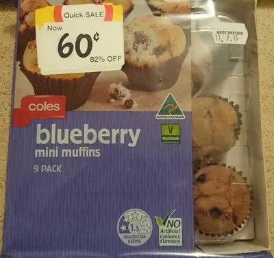 Blueberry mini muffins Coles , code 9550645107219